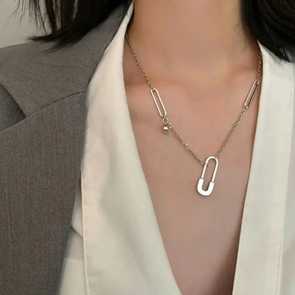 925 Sterling Silver Minimalist Paperclip Chain Link Necklace - Picture 5 of 10